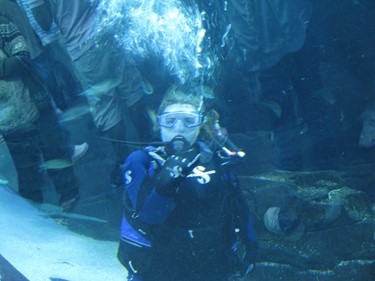 Diving in "Ocean Voyager" at the Georgia Aquarium