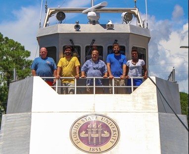 Marine Operations team. From left to right: Ephey Priest, Matt Edwards, Jon Schneiderman, Chris Matechik, and Dionne Wilson