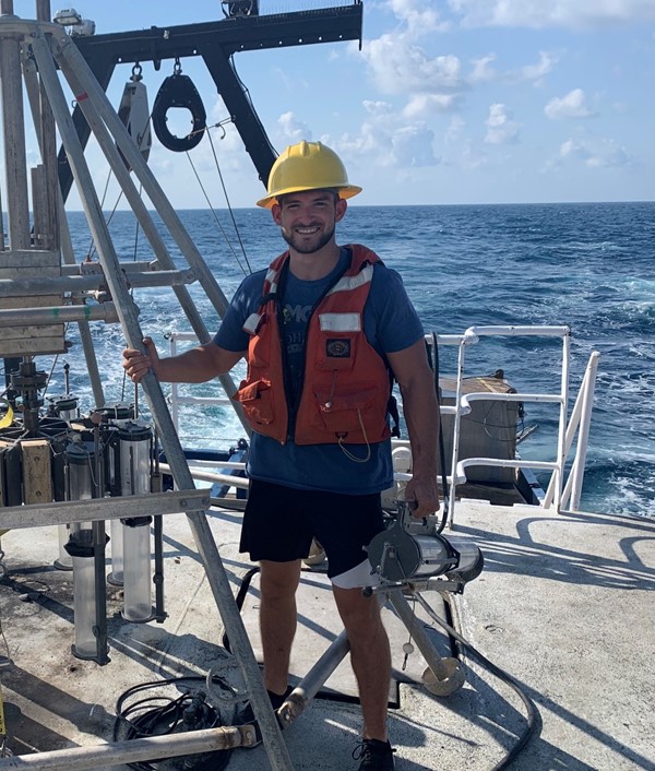 Waiting to deploy the multicore to collect sediment at 1900 m. Image: Anthony Sogluizzo